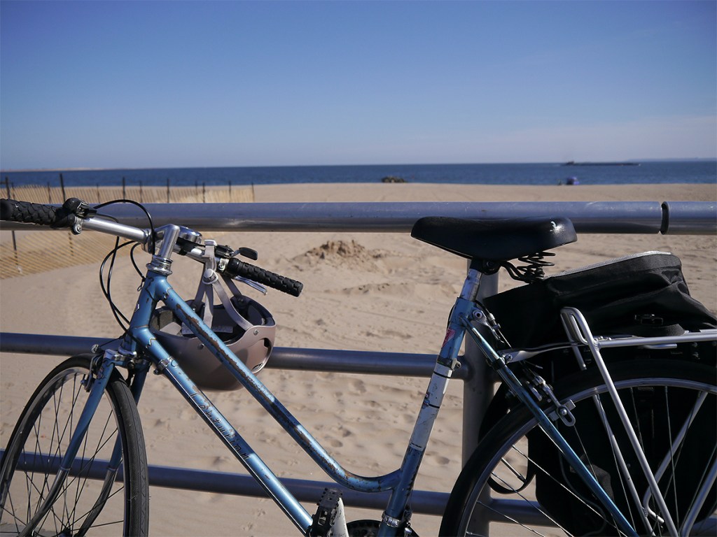 The artist's bicycle at at Jacob Riis Park in the Rockaways.
