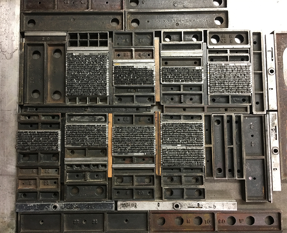 Type lock-up for The World Turned Upside Down from the pamphlet series, Brain Washing From Phone Towers.