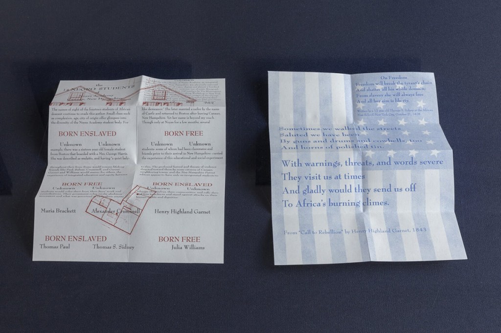 Two copies of the single-sheet artists' book "Students" side by side; front view and back view.