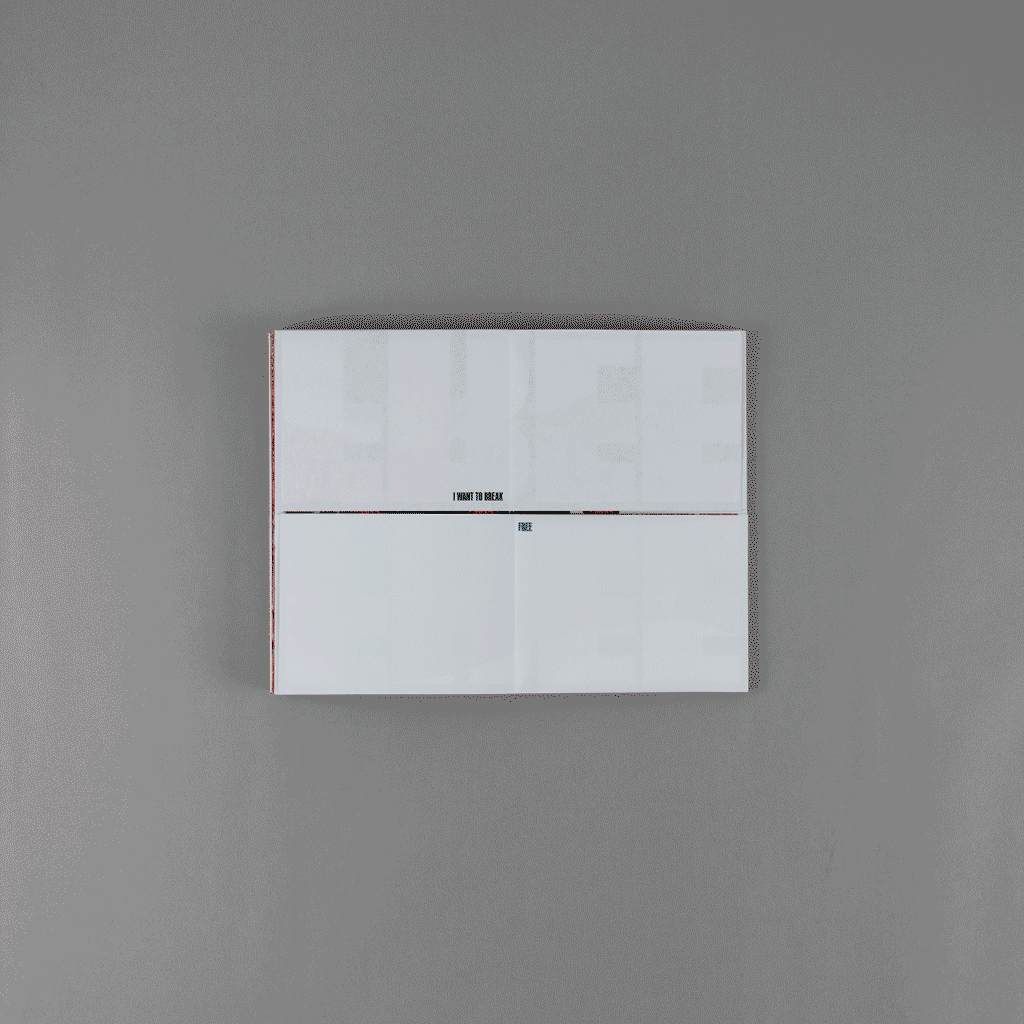 Animated GIF of all 4 openings of the second interior foldout in "This Land is My Land" - on the theme of freedom