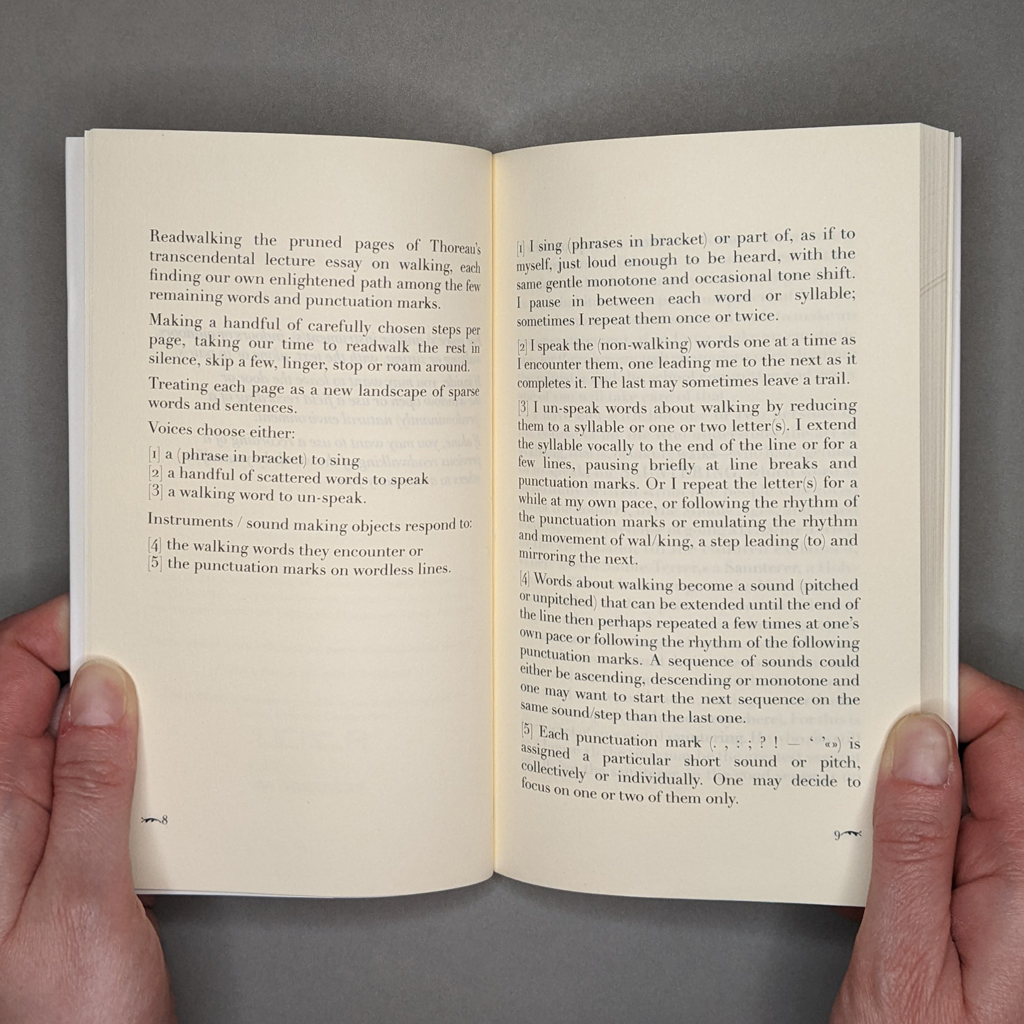 A Direction Out There: Readwalking (With) Thoreau, inside spread: performance instructions for readwalkers
