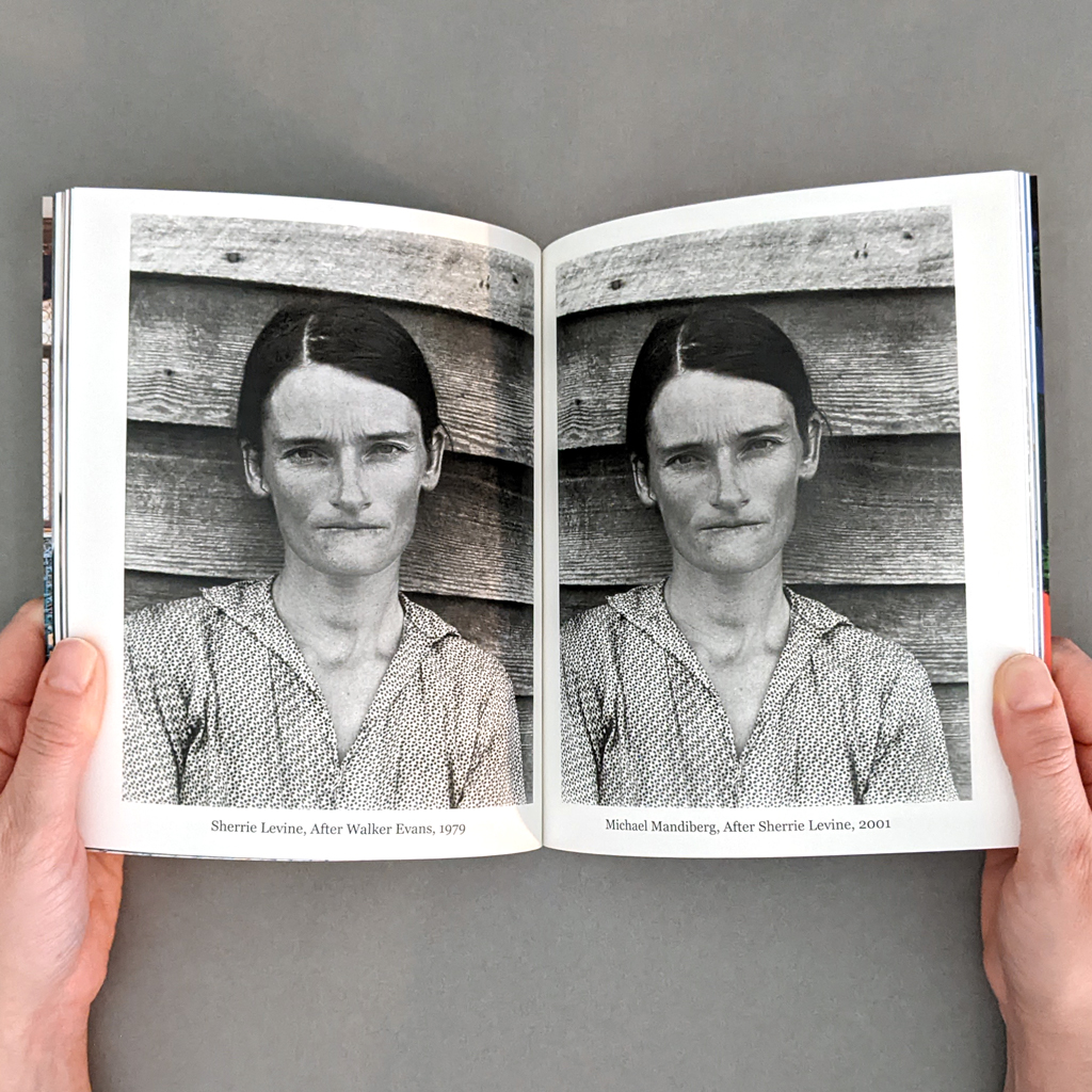 Copy No. 1 inside spread. Two artists' copies of Walker Evans' Tenant Farmer Wife mirror one another across the gutter.